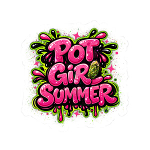 Pot Girl Summer Sticker – Cute Cannabis Vinyl Decal, Waterproof Weed Aesthetic Sticker, Funny Stoner Gift, Laptop Water Bottle Sticker