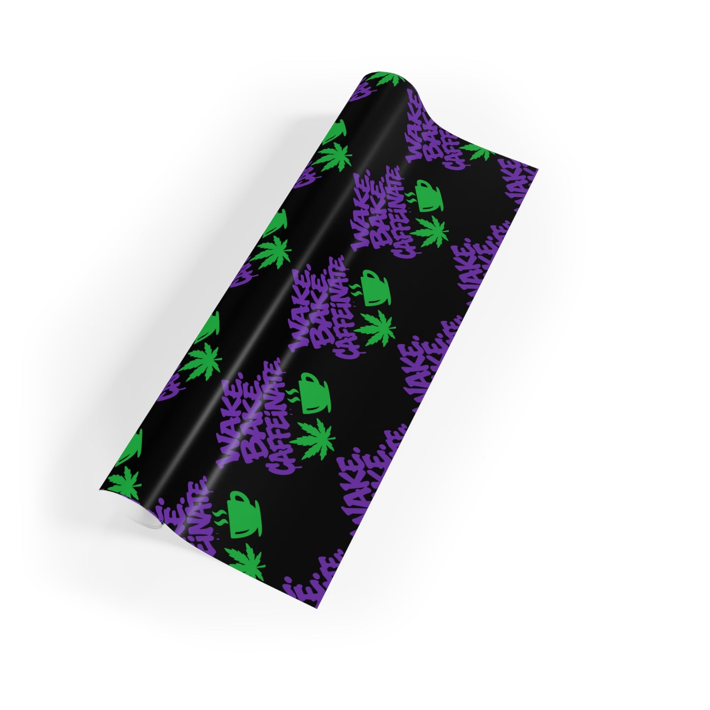 Gift Wrap Roll — Neon Purple Floral Pattern on Black (1pc)