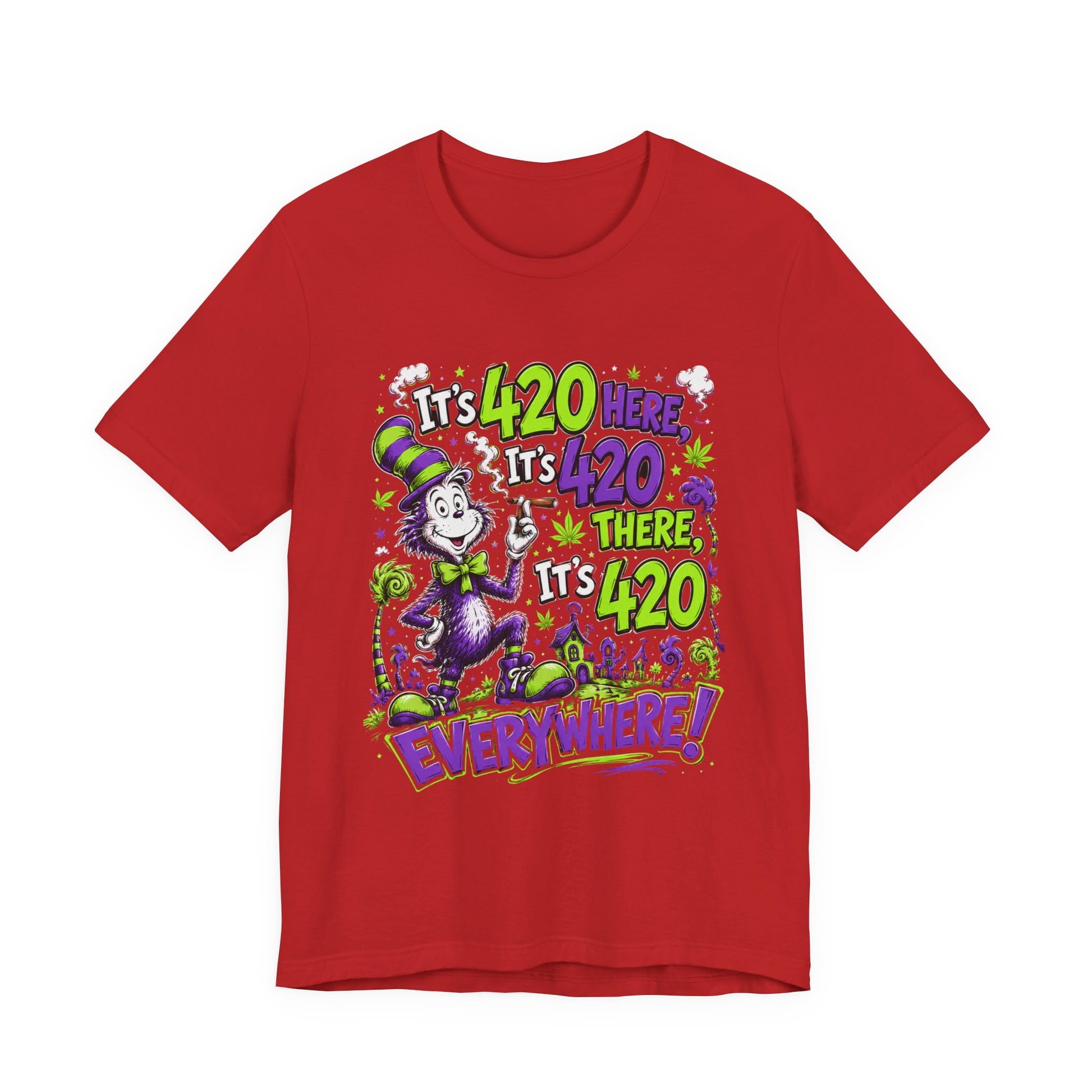 It's 420 Here, It's 420 There, It's 420 Everywhere! Funny Stoner T-Shirt | Whimsical Neon Graphic Tee Printify