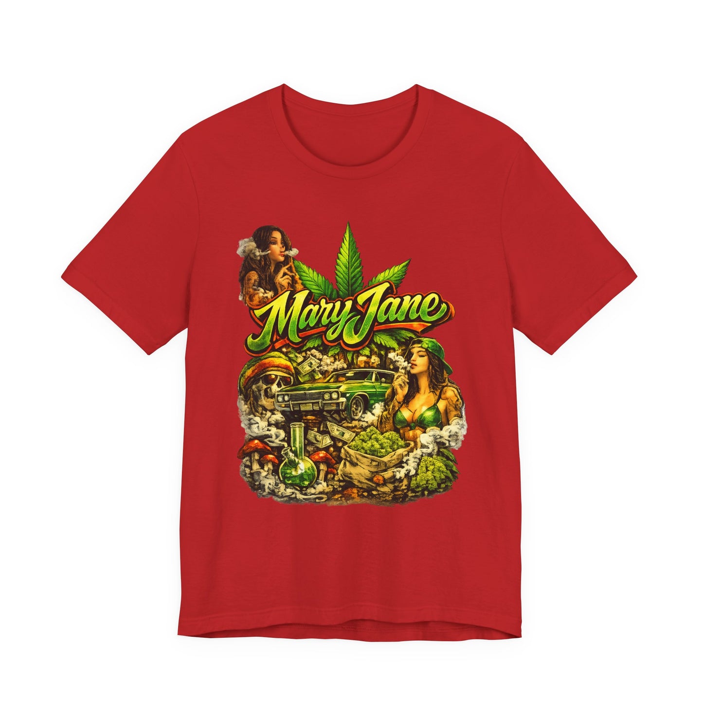 Mary Jane Graphic T-Shirt, Cannabis Streetwear Tee, Weed Lover Shirt, Bold Stoner Fashion, Urban 420 Gift for Her and Him