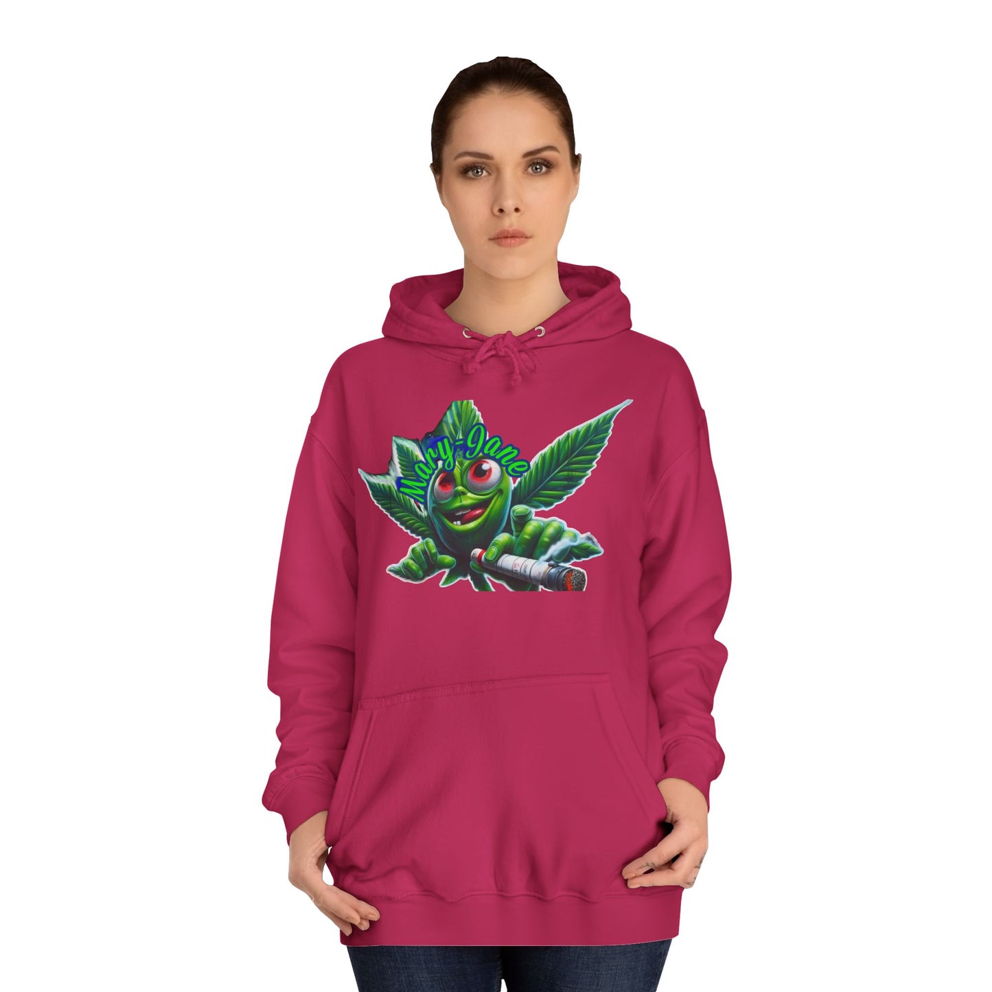 Unisex College Hoodie with Playful Leaf Design, Trendy Sweatshirt for Students, Eco-friendly Apparel, Gift for Graduates, Relaxed [...]-Mary Jane 2025