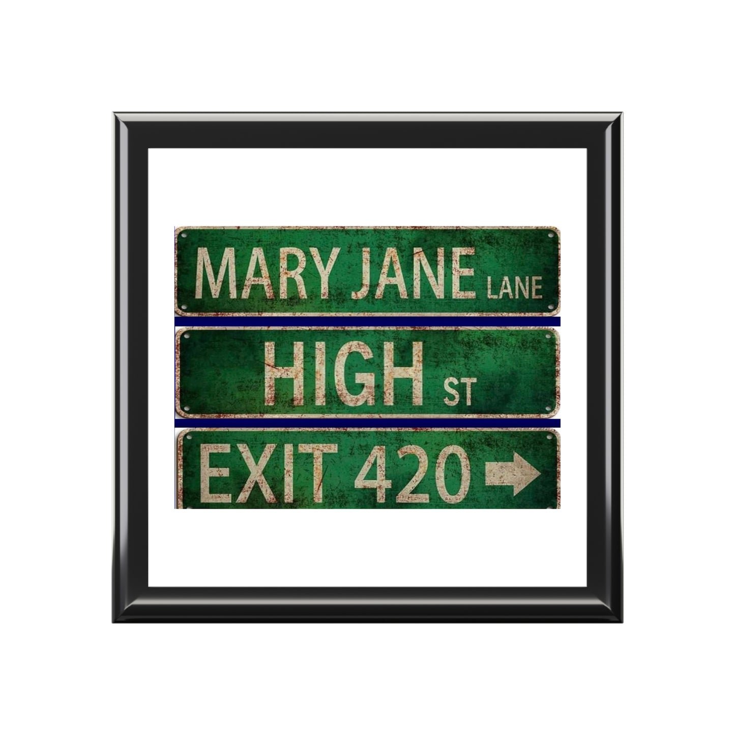 Jewelry Box — Mary Jane Lane High St Exit 420 Vintage Street Sign Keepsake Box