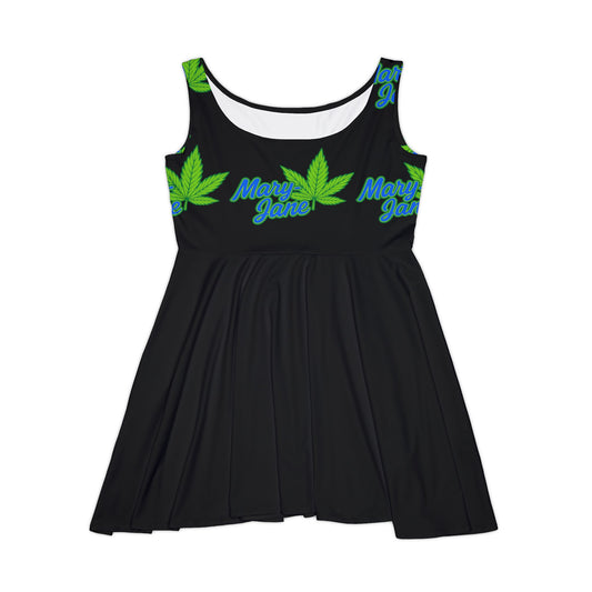 Cannabis Leaf "Mary Jane" Skater Dress — Women's Leaf Print AOP Dress