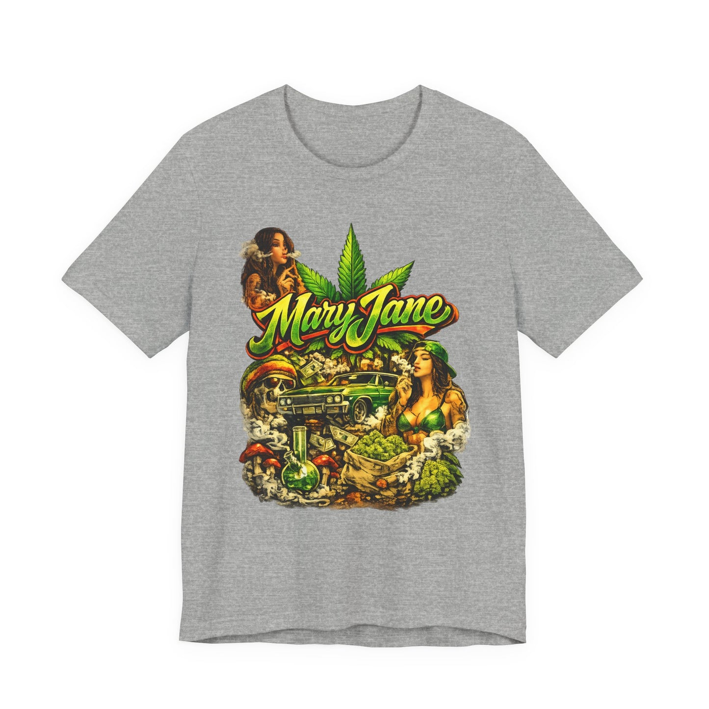 Mary Jane Graphic T-Shirt, Cannabis Streetwear Tee, Weed Lover Shirt, Bold Stoner Fashion, Urban 420 Gift for Her and Him