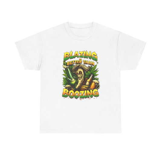 Blazing Is Better Than Boozing Shirt | Funny Cannabis Graphic Tee | 420 Streetwear Unisex T-Shirt