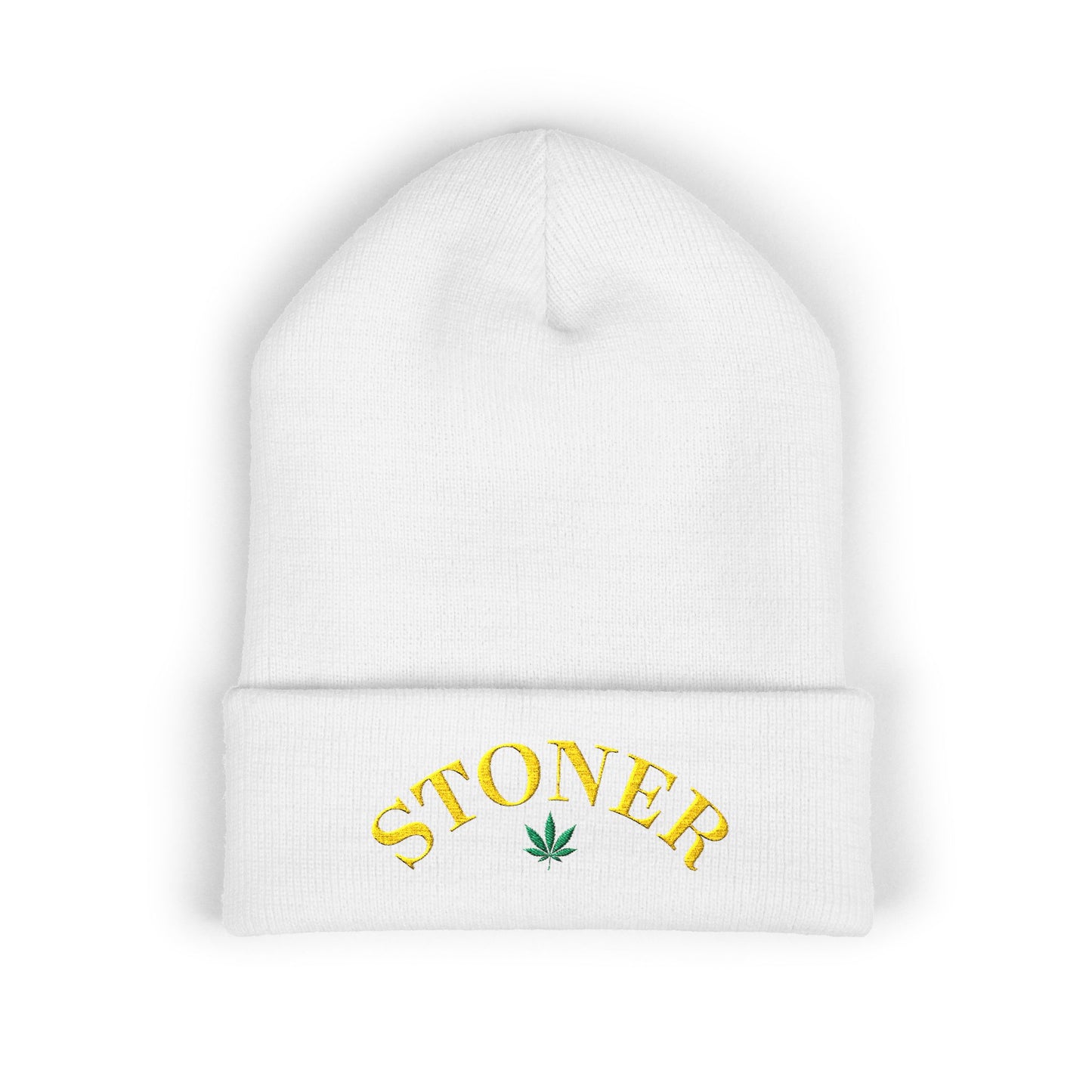 toner Embroidered Cuffed Beanie – Retro Curved Text Winter Hat