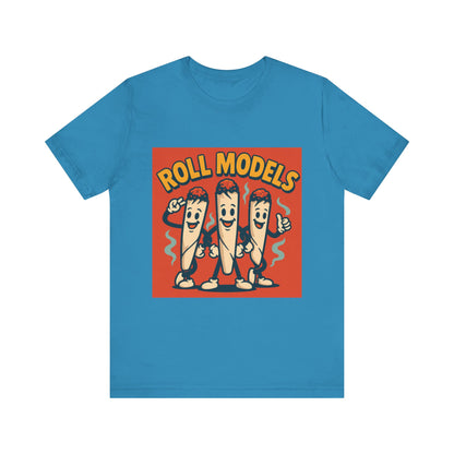 Funny Roll Models T-Shirt | Unisex Graphic Tee, Short Sleeve Casual Wear, Gift for BBQ Lovers, Vintage Foodie Shirt