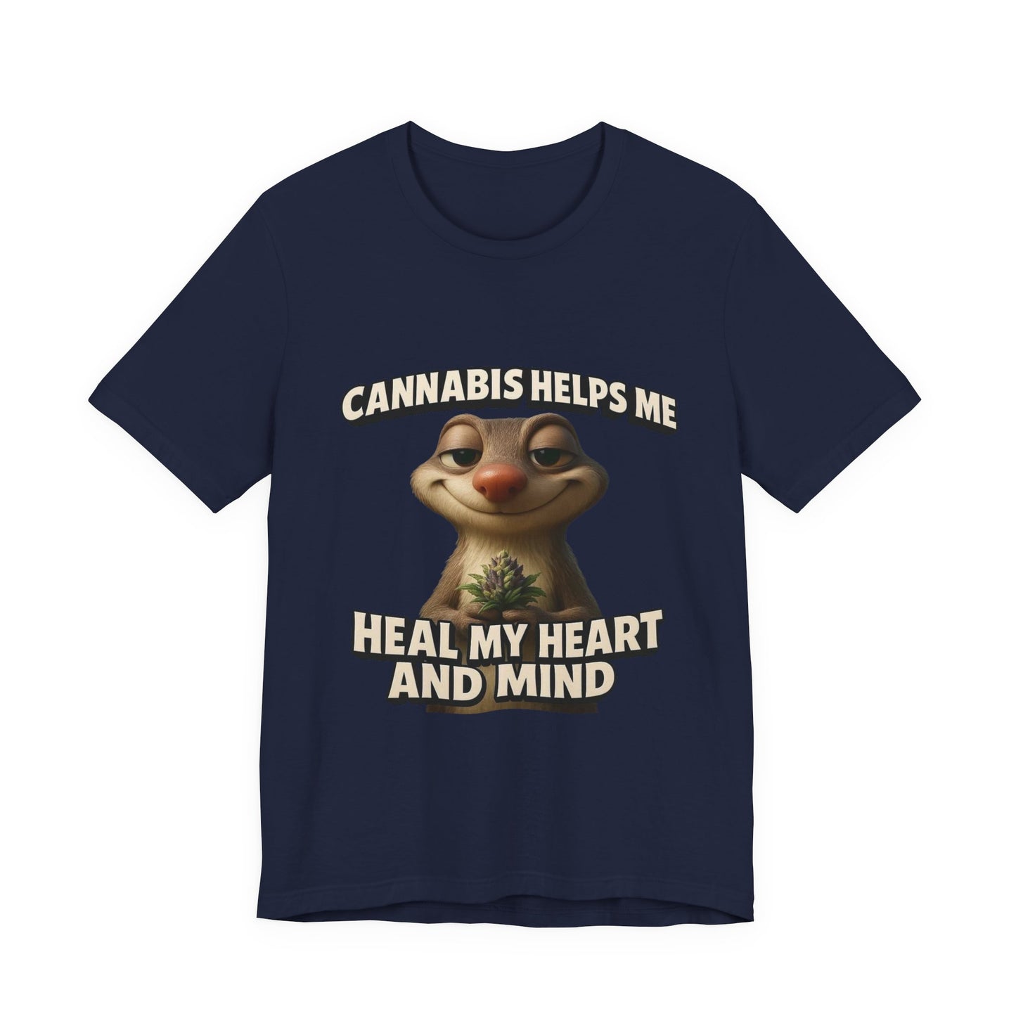 Cannabis Helps Me Heal My Heart and Mind Sloth T-Shirt | Cute Medical Marijuana Gift