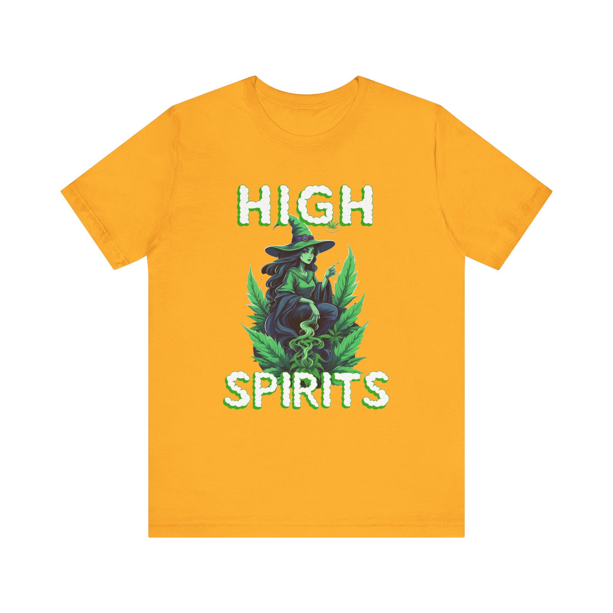 High Spirits Witchy Tee - Unisex Jersey Short Sleeve T-Shirt, Halloween Gift, Witch Apparel, Eco-Friendly Tee, Alternative Fashion Printify