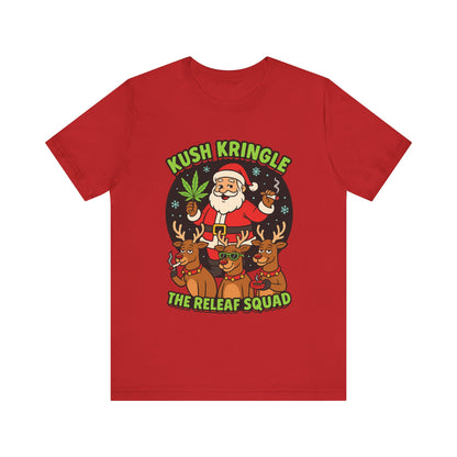 Kush Kringle Christmas Tee — "The Releaf Squad" Santa & Reindeer Holiday Shirt