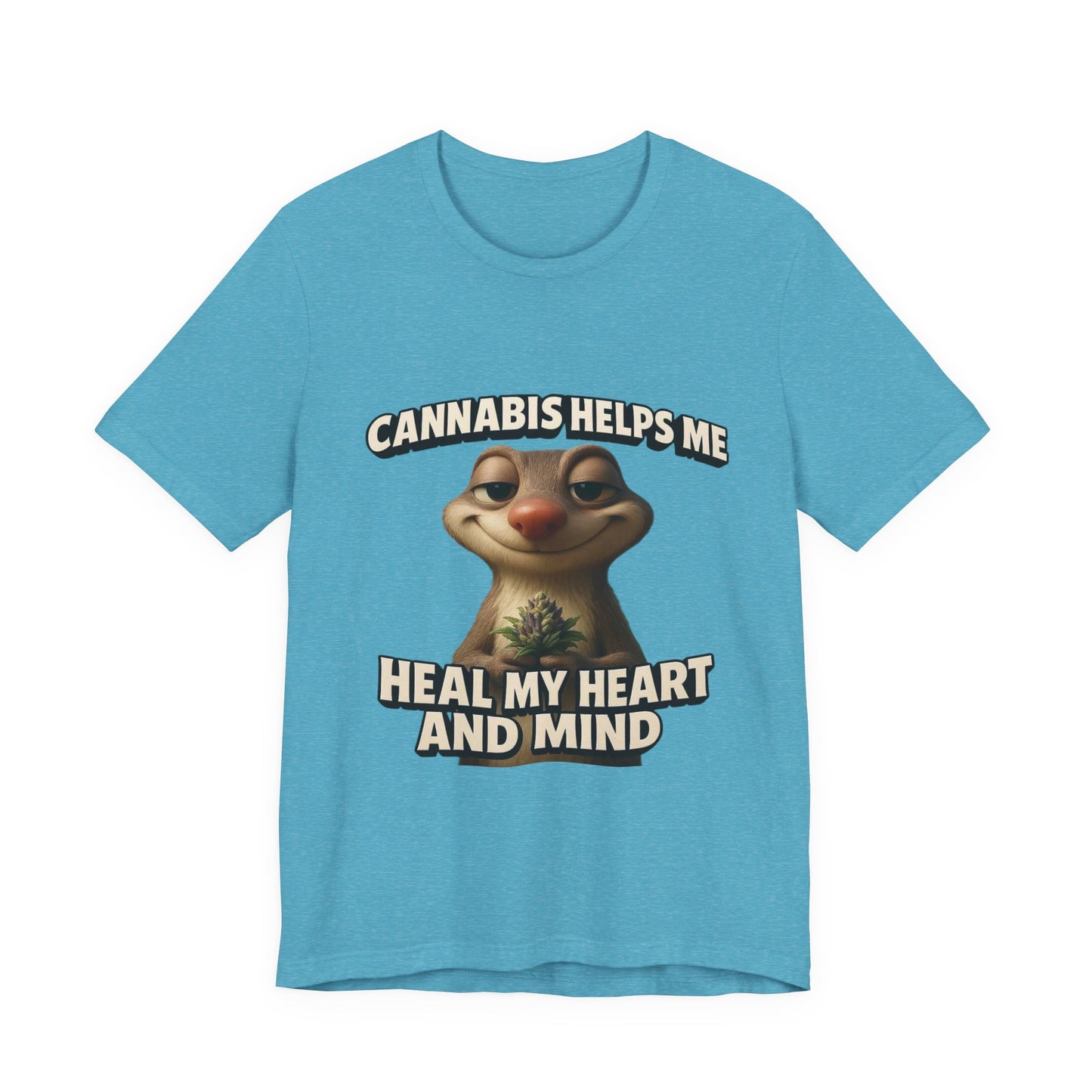 Cannabis Helps Me Heal My Heart and Mind Sloth T-Shirt | Cute Medical Marijuana Gift