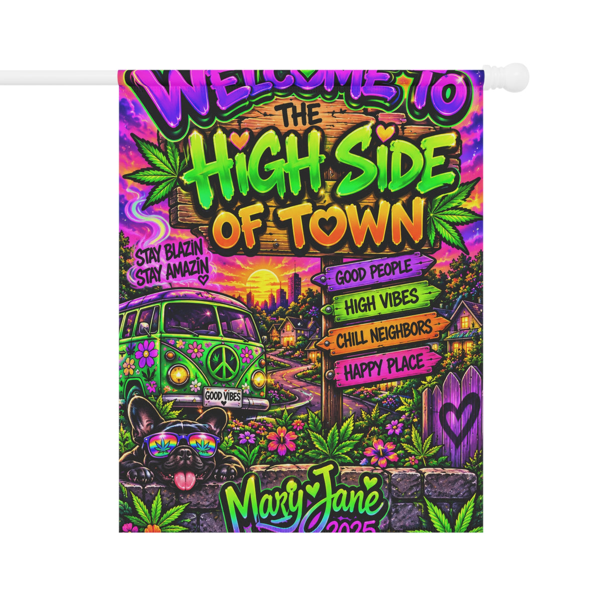 Welcome to the High Side of Town Yard Flag | Funny Janer Garden Decor Printify