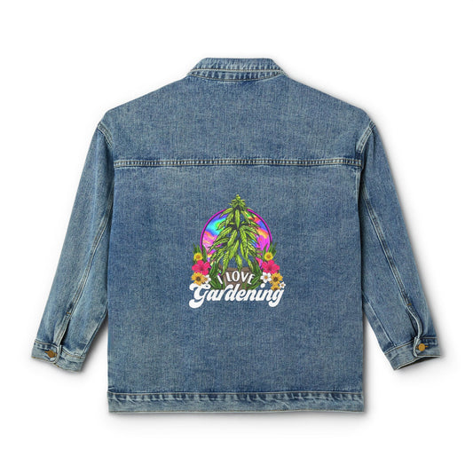 Gardening Graphic Denim Jacket | Women's Casual Outerwear | Ideal for Garden Lovers, Spring Fashion, Everyday Style-Mary Jane 2025