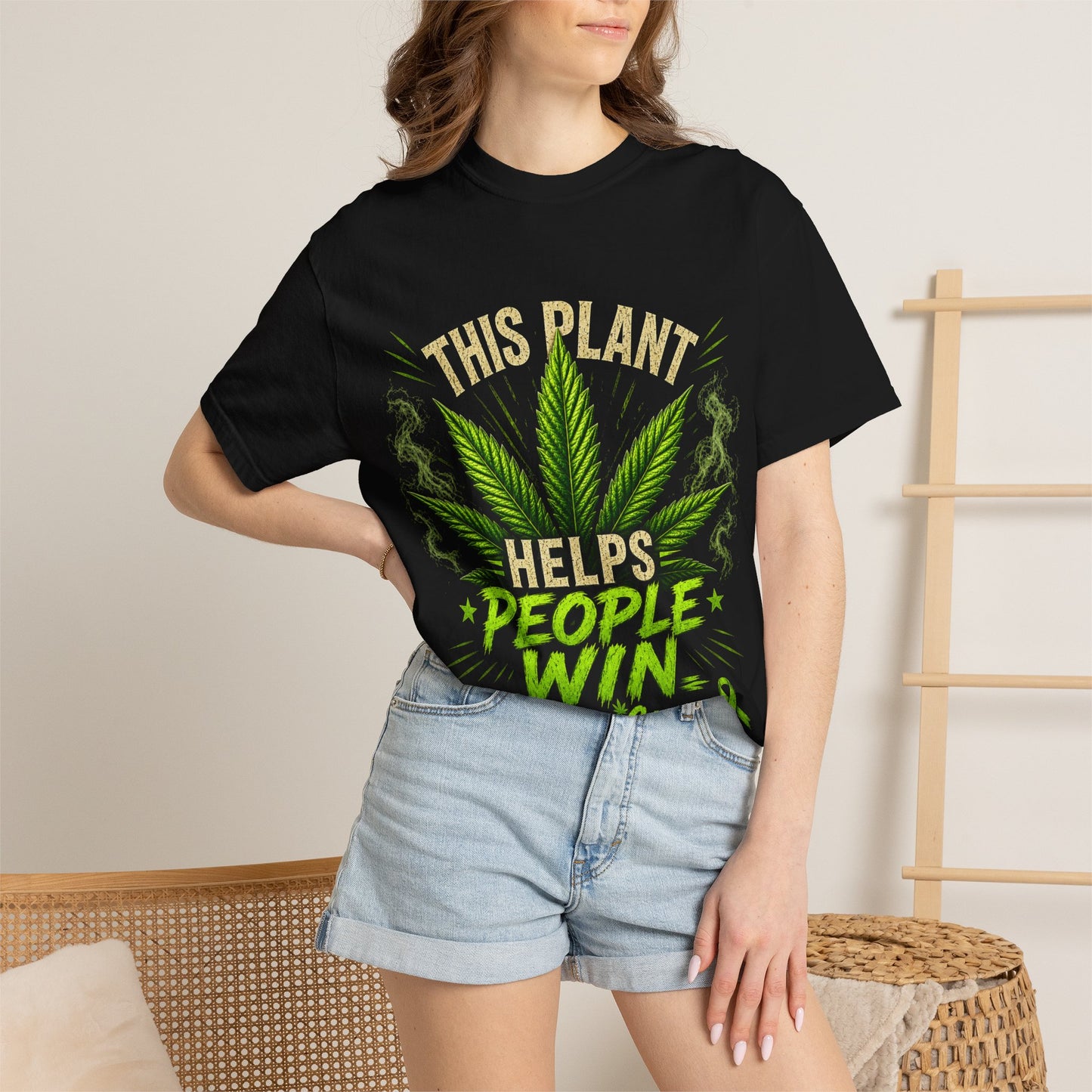 This Plant Helps People Win Shirt | Cannabis Cancer Awareness Tee | #FuckCancer Marijuana Support T-Shirt