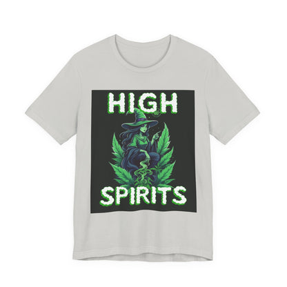 High Spirits Witchy Tee - Unisex Jersey Short Sleeve T-Shirt, Halloween Gift, Witch Apparel, Eco-Friendly Tee, Alternative Fashion