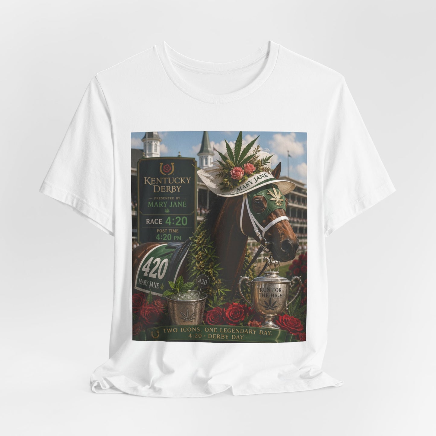 420 Kentucky Derby Mary Jane Horse Poster – Run for the High Cannabis Derby Art, 4:20 Derby Day Design