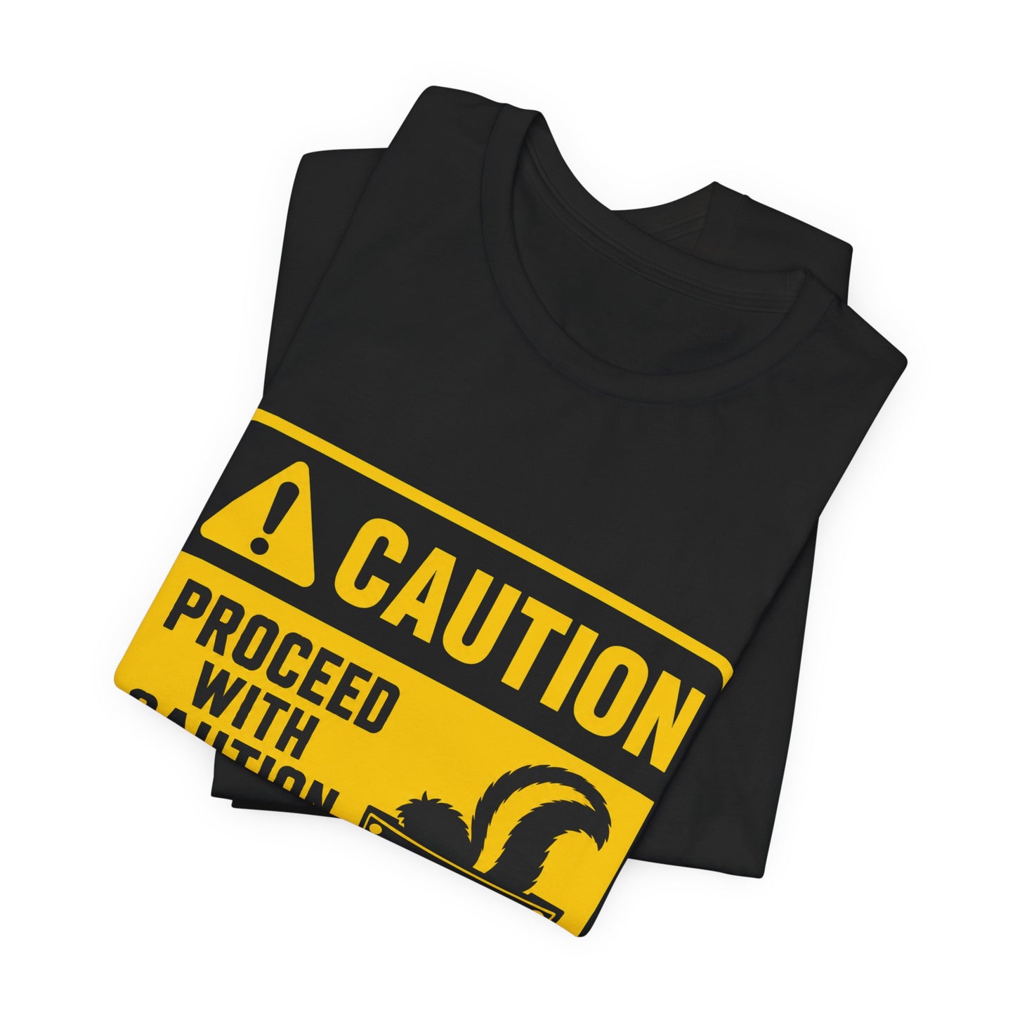 Caution Skunk Pocket Tee – Funny Graphic Warning T-Shirt