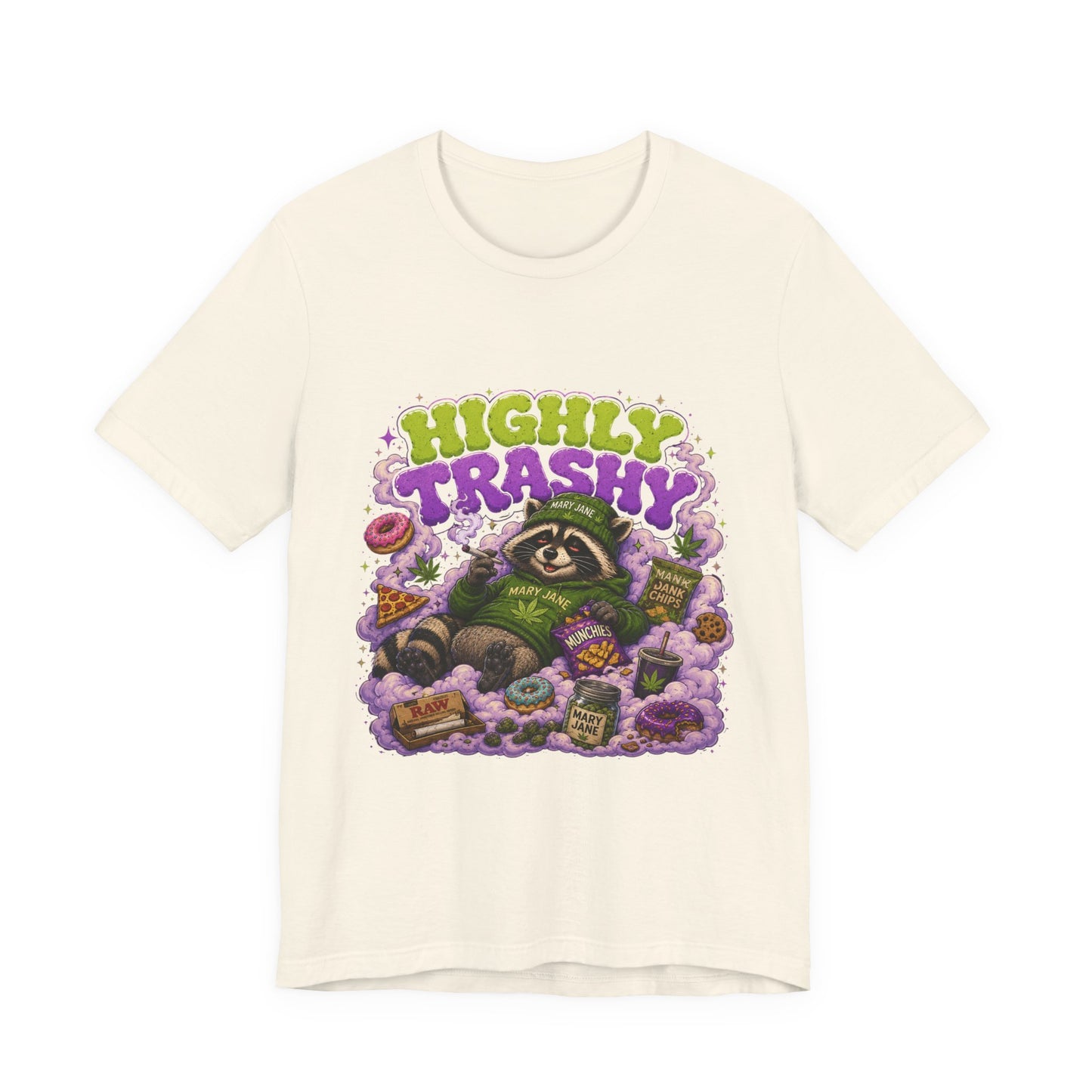 Highly Trashy Raccoon Shirt | Funny Stoner Trash Panda Tee | Cartoon Cannabis Lover Gift