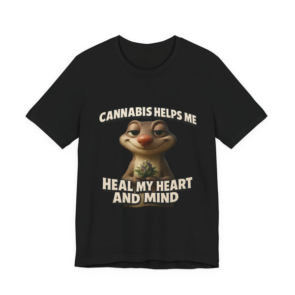 Cannabis Helps Me Heal My Heart and Mind Sloth T-Shirt | Cute Medical Marijuana Gift