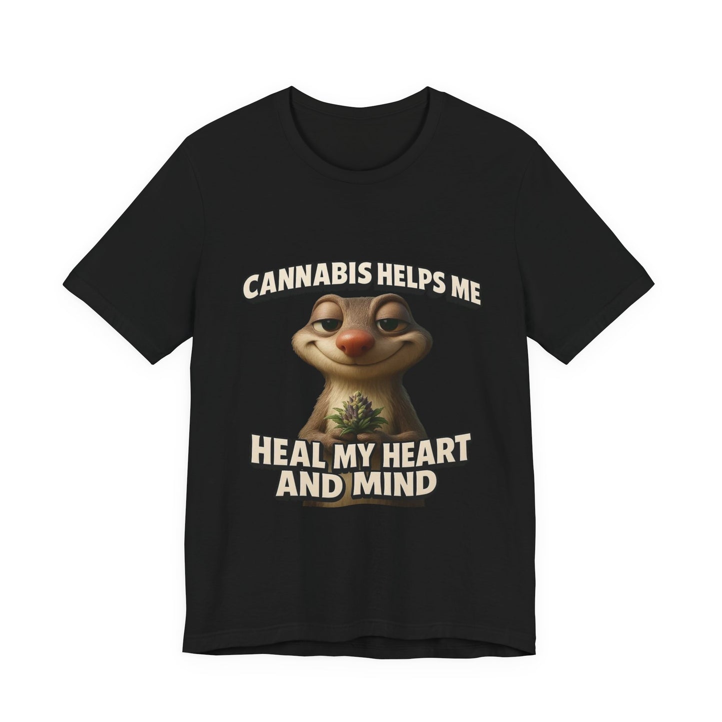 Cannabis Helps Me Heal My Heart and Mind Sloth T-Shirt | Cute Medical Marijuana Gift