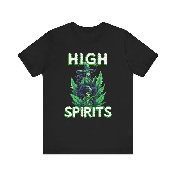 High Spirits Witchy Tee - Unisex Jersey Short Sleeve T-Shirt, Halloween Gift, Witch Apparel, Eco-Friendly Tee, Alternative Fashion Printify