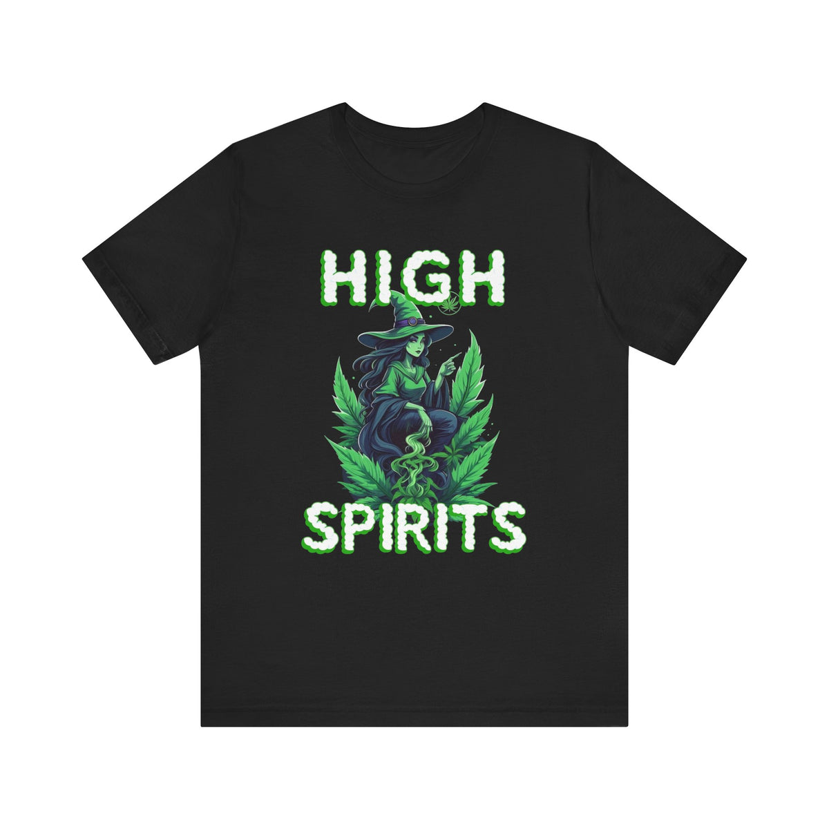 High Spirits Witchy Tee - Unisex Jersey Short Sleeve T-Shirt, Halloween Gift, Witch Apparel, Eco-Friendly Tee, Alternative Fashion Printify