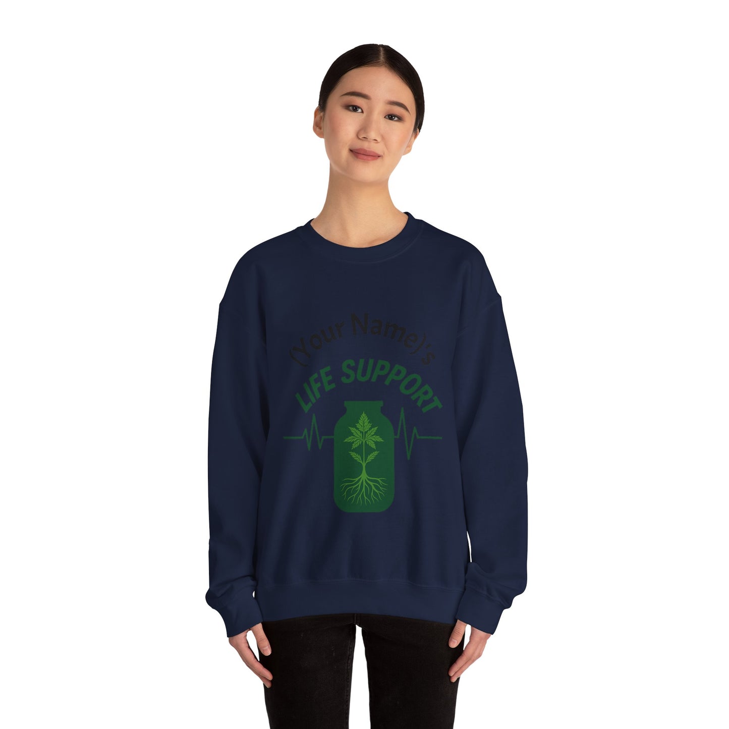 Crewneck Sweatshirt — "Life Support" Plant Jar Graphic