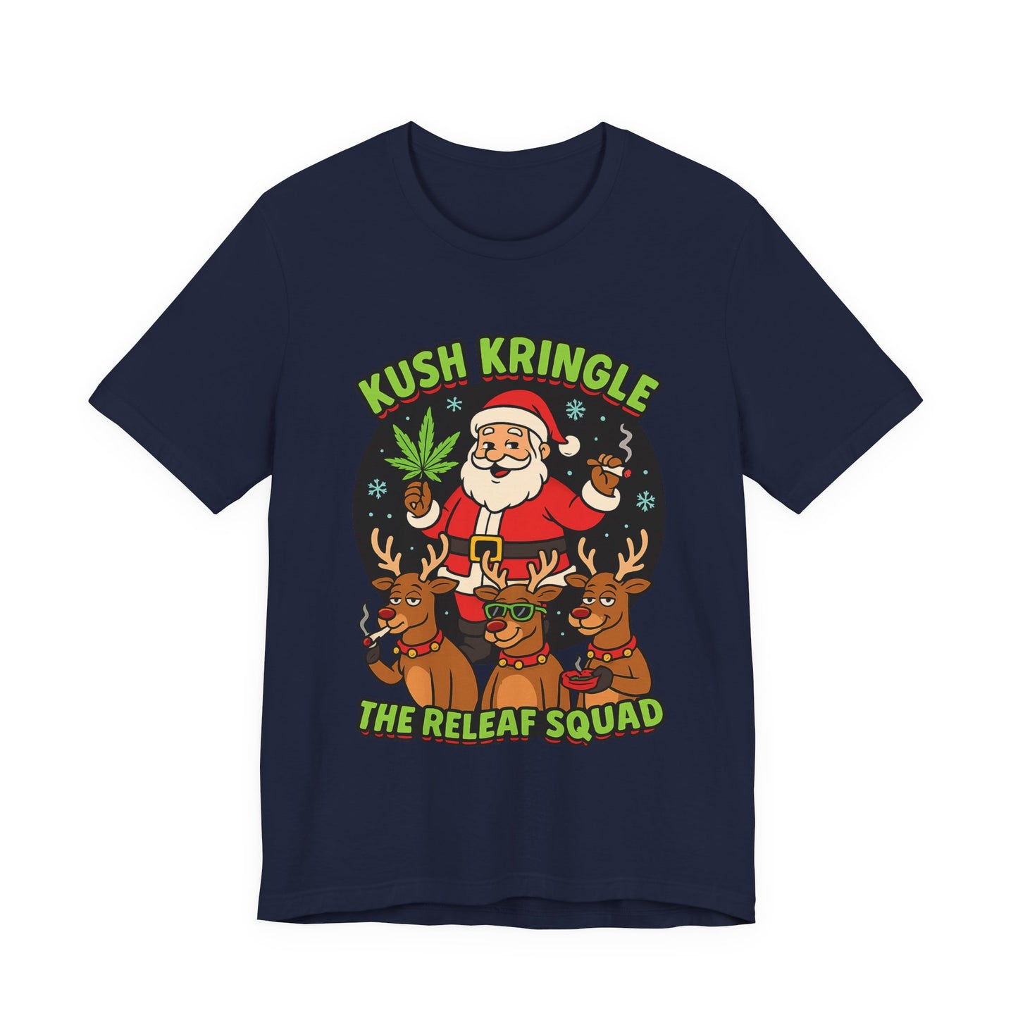 Kush Kringle Christmas Tee — "The Releaf Squad" Santa & Reindeer Holiday Shirt