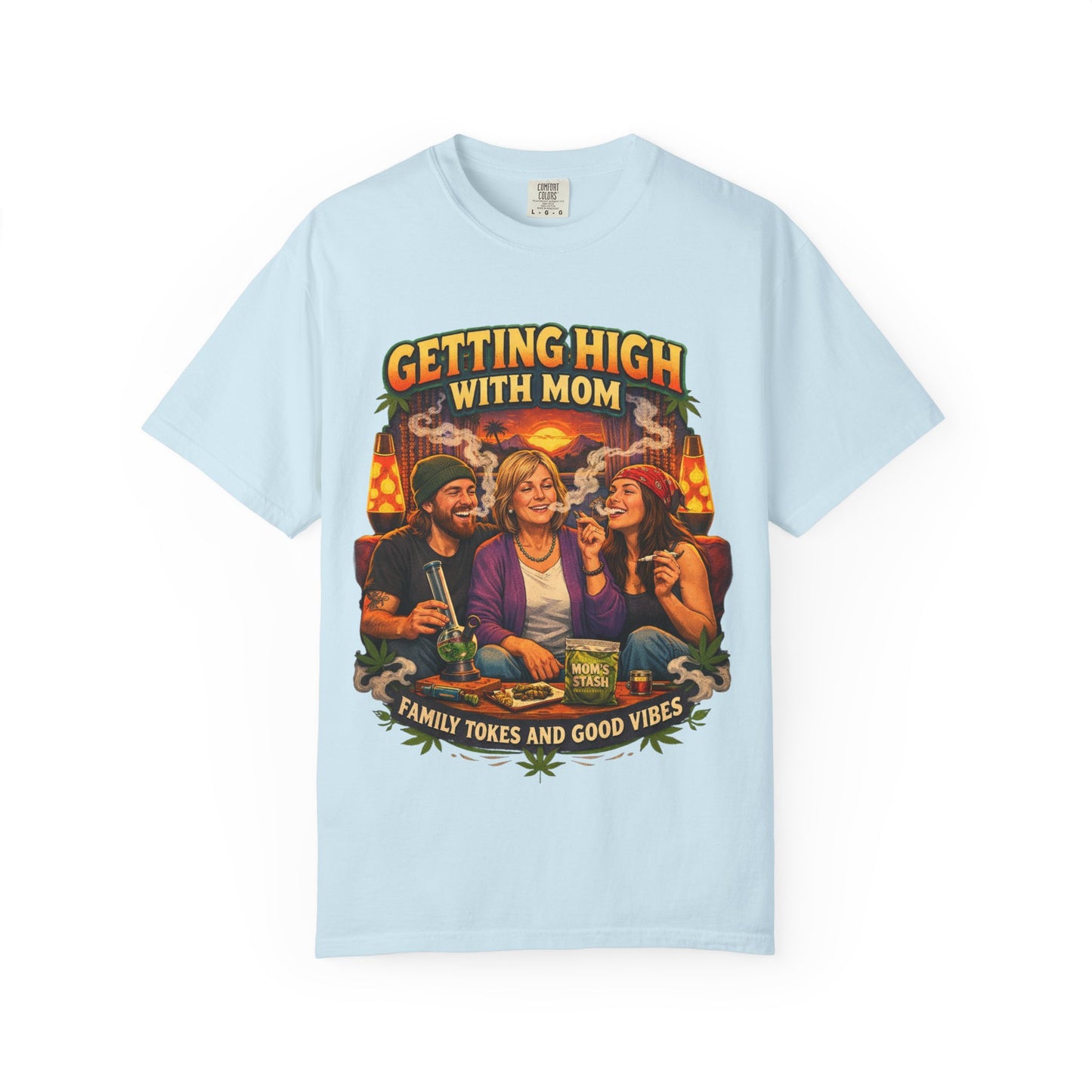 Funny Smoking With Mom T-Shirt | Cannabis Family Vibes Shirt | Stoner Mom Gift | Weed Humor Tee | 420 Lifestyle Graphic Shirt