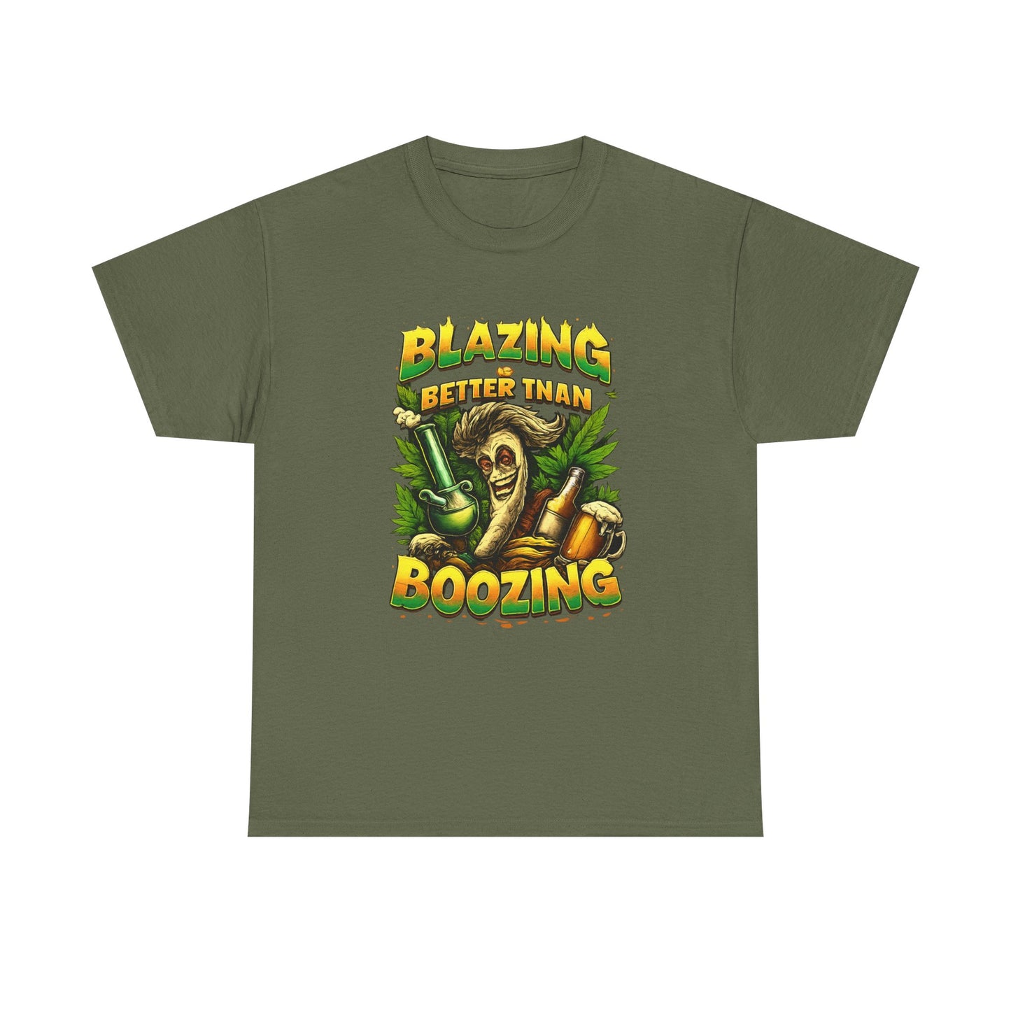 Blazing Is Better Than Boozing Shirt | Funny Cannabis Graphic Tee | 420 Streetwear Unisex T-Shirt
