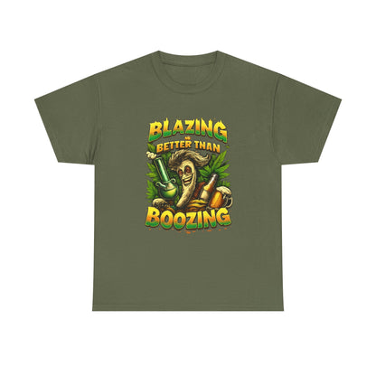 Blazing Is Better Than Boozing Shirt | Funny Cannabis Graphic Tee | 420 Streetwear Unisex T-Shirt