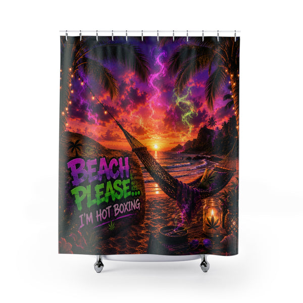Beach Please I'm Hot Boxing Tropical Sunset Beach Canvas Wall Art | Colorful Coastal Decor | Neon Paradise Home Decor