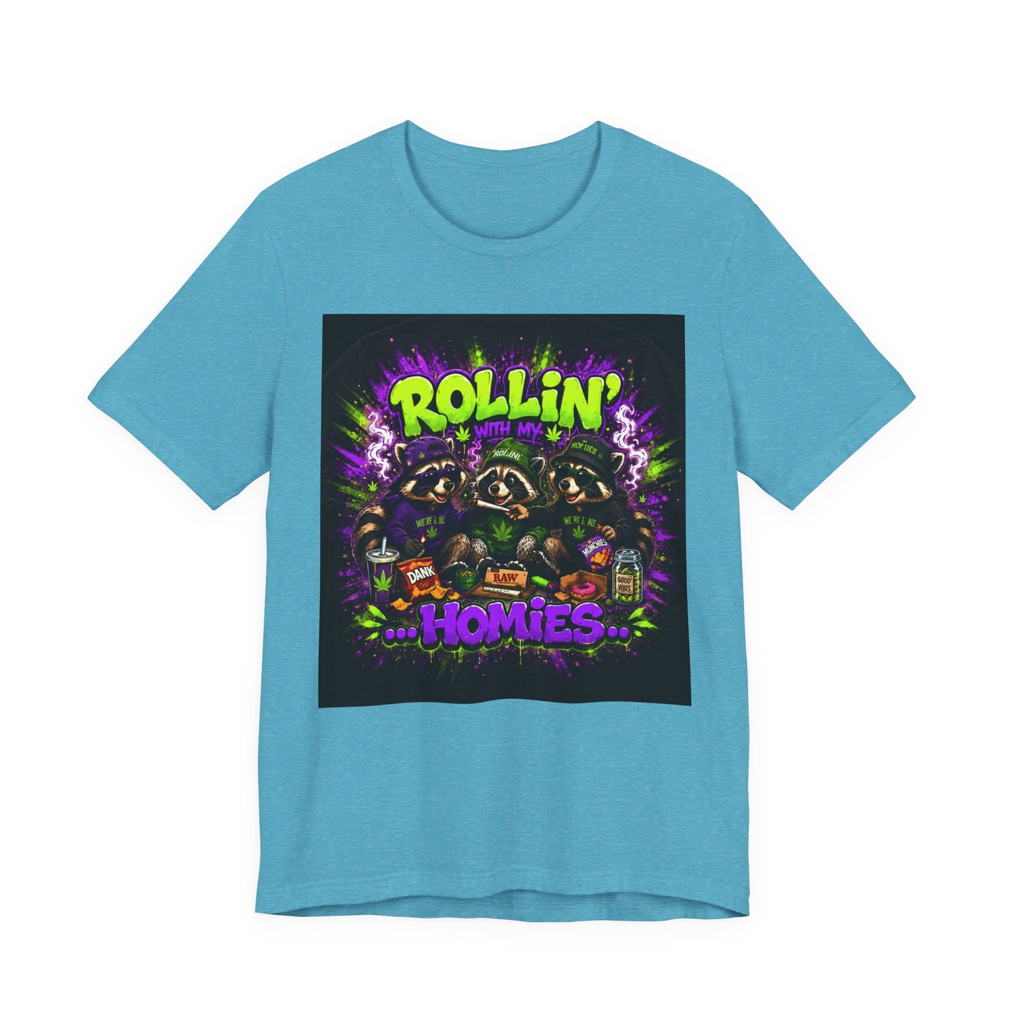 Rollin' With My Homies Shirt | Funny Raccoon Stoner Tee | Cartoon Smoke Session Graphic