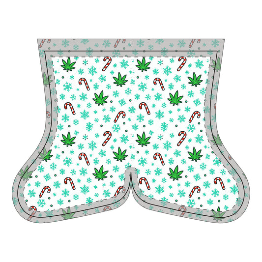 Christmas Cannabis Pattern Socks — Holiday Candy Cane & Snowflake Stocking