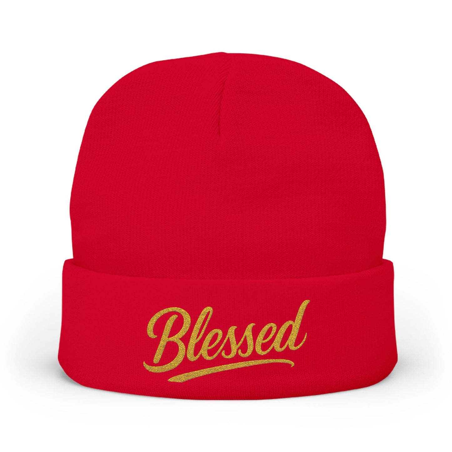 Blessed Gold Lettering Embroidered Beanie | Inspirational Winter Hat