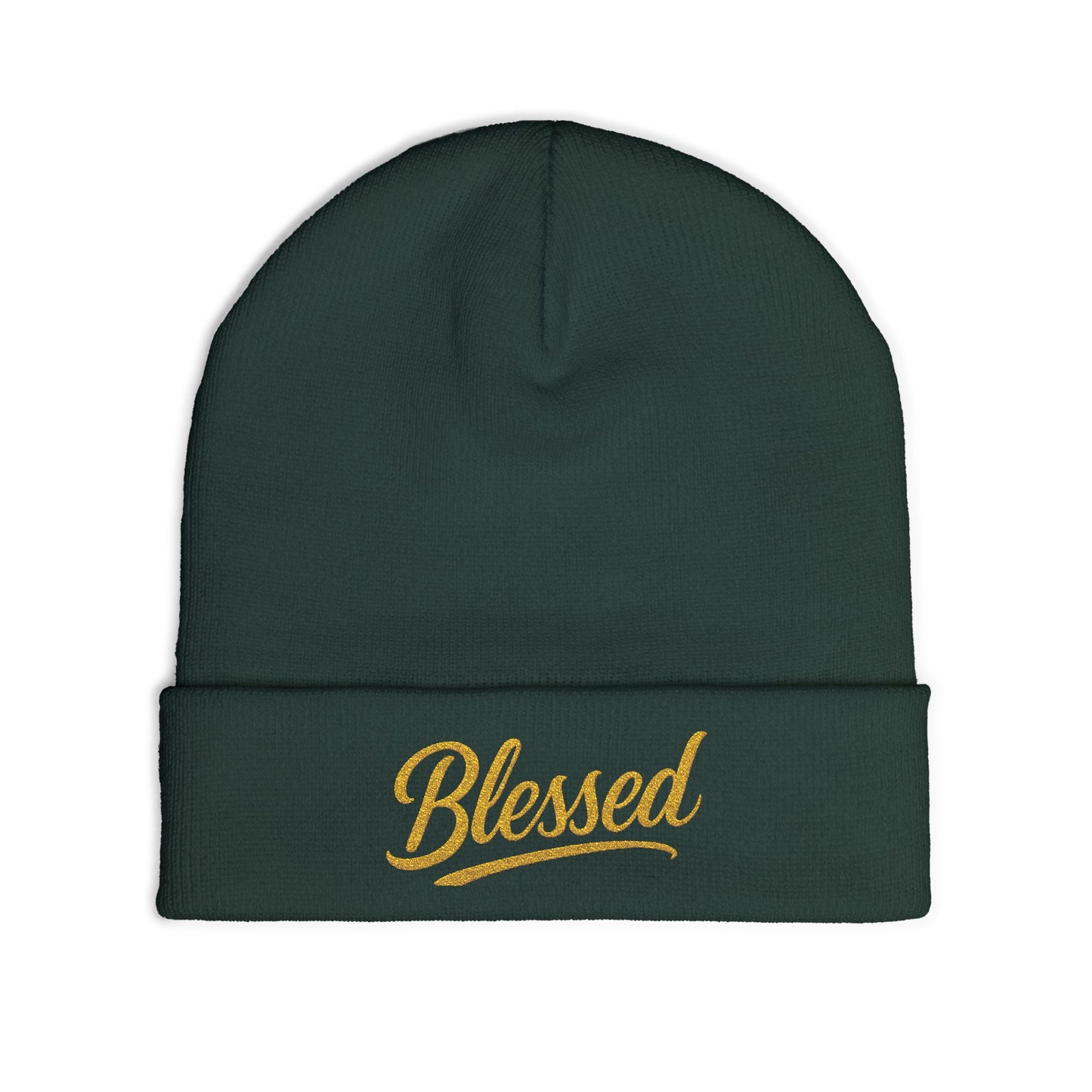 Blessed Gold Lettering Embroidered Beanie | Inspirational Winter Hat