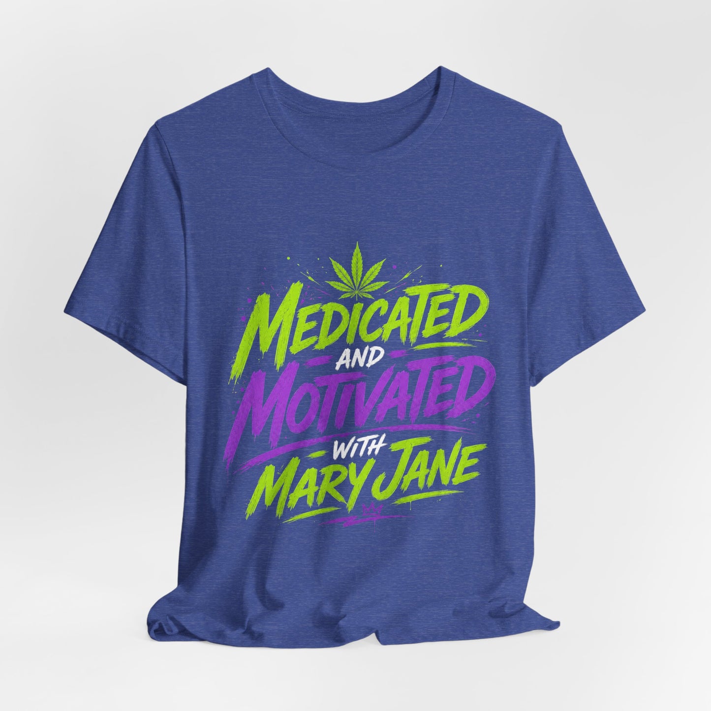 Medicated & Motivated with Mary Jane Neon Streetwear Cannabis T-Shirt