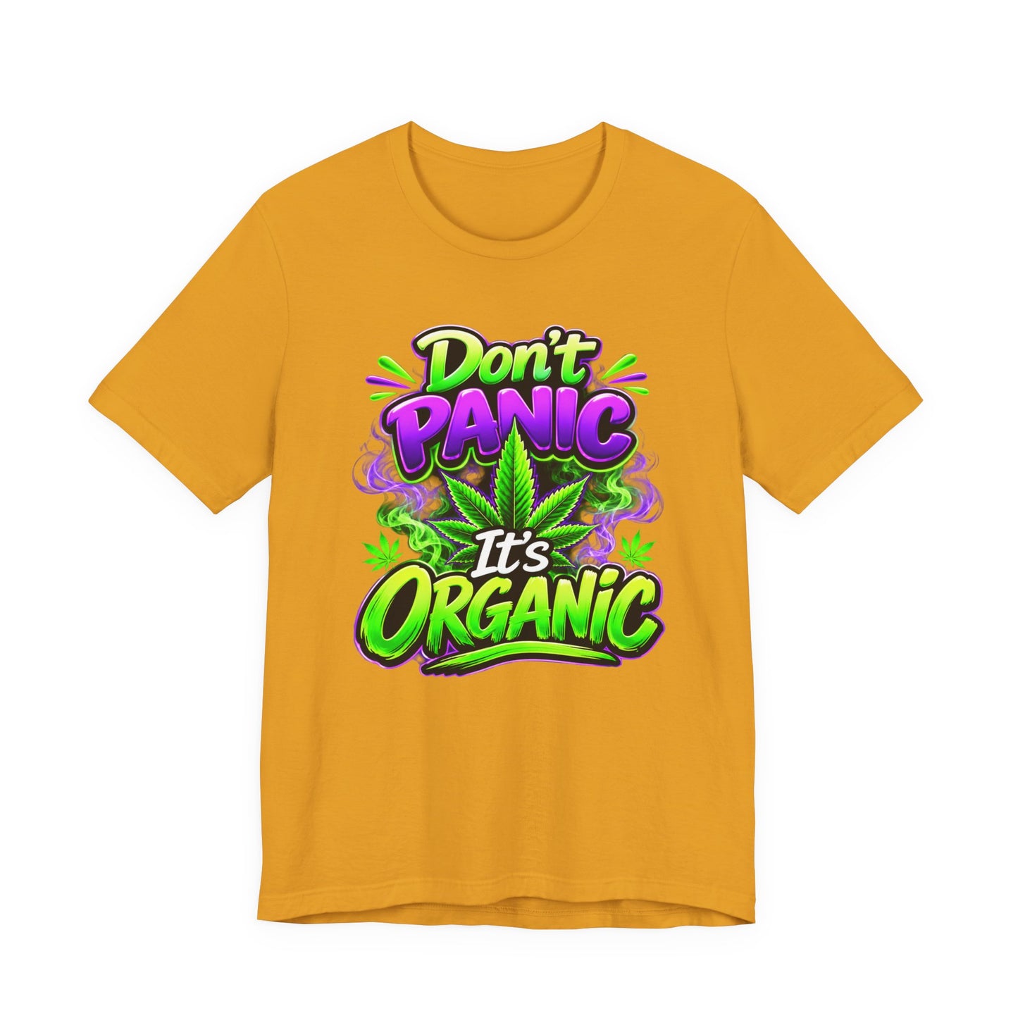 Don't Panic It's Organic T-Shirt | Funny Organic Cannabis-Inspired Graphic Tee | Neon Streetwear Gift for Herb Lovers Printify
