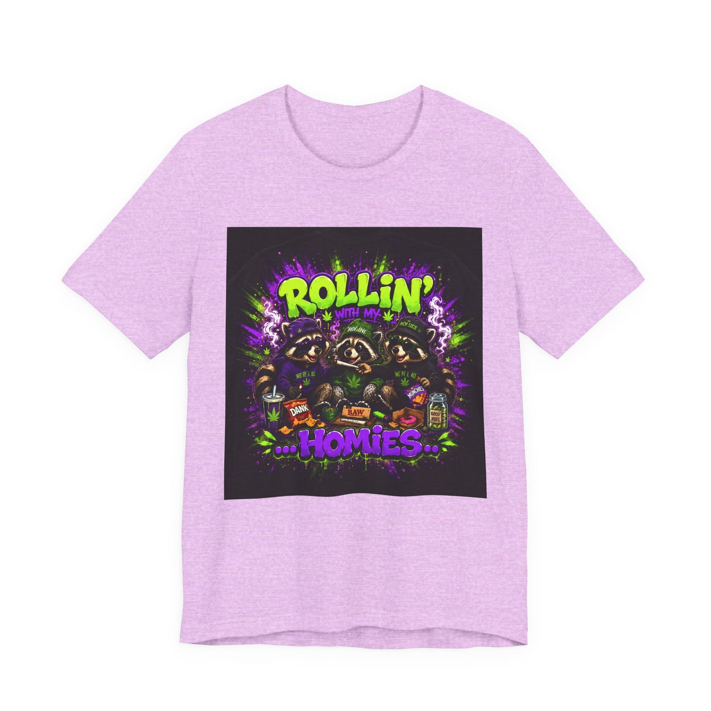 Rollin' With My Homies Shirt | Funny Raccoon Stoner Tee | Cartoon Smoke Session Graphic