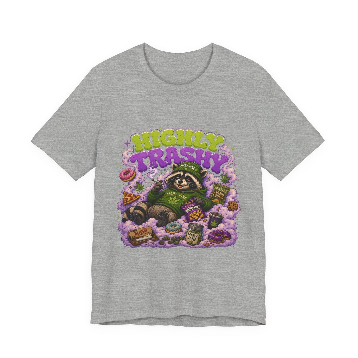 Highly Trashy Raccoon Shirt | Funny Stoner Trash Panda Tee | Cartoon Cannabis Lover Gift