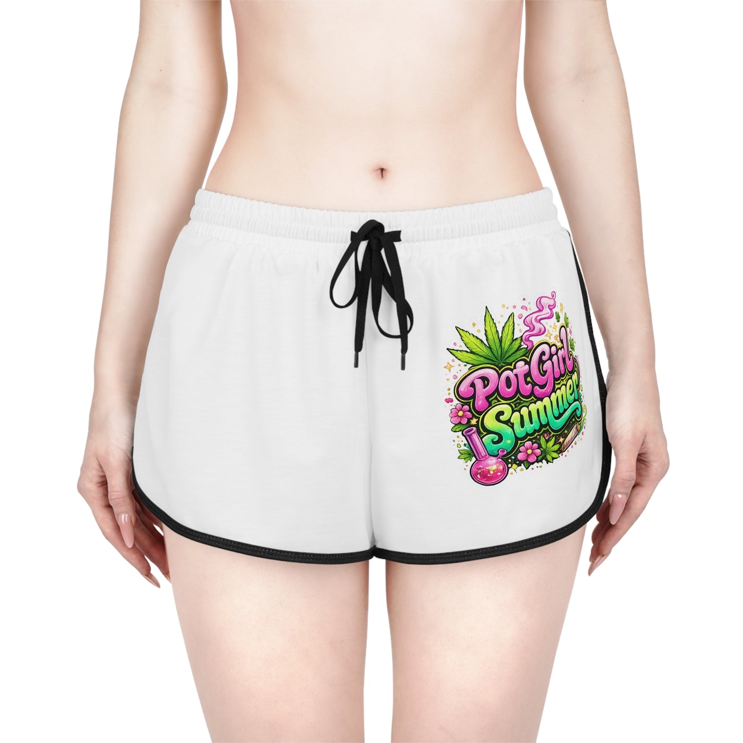 Pot Girl Booty Shorts – Funny 420 Women’s Shorts, Cannabis Summer Outfit, Cute Weed Apparel, Festival Rave Clothing, Stoner Gift Idea