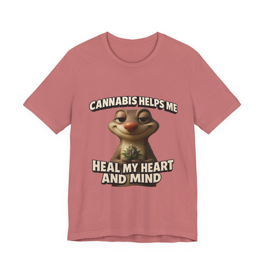 Cannabis Helps Me Heal My Heart and Mind Sloth T-Shirt | Cute Medical Marijuana Gift