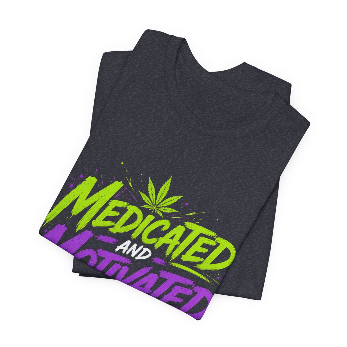 Medicated & Motivated with Mary Jane Neon Streetwear Cannabis T-Shirt