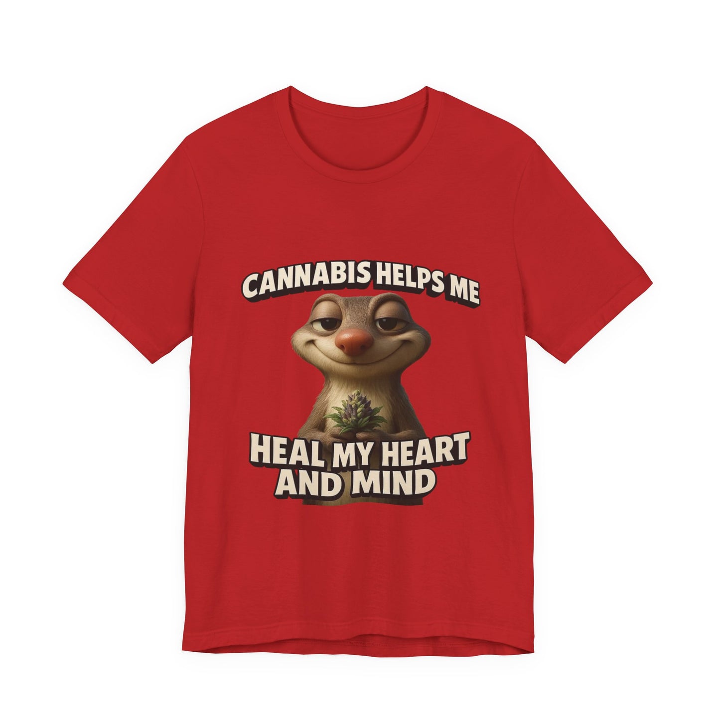 Cannabis Helps Me Heal My Heart and Mind Sloth T-Shirt | Cute Medical Marijuana Gift