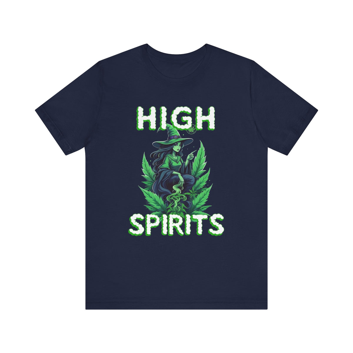 High Spirits Witchy Tee - Unisex Jersey Short Sleeve T-Shirt, Halloween Gift, Witch Apparel, Eco-Friendly Tee, Alternative Fashion Printify