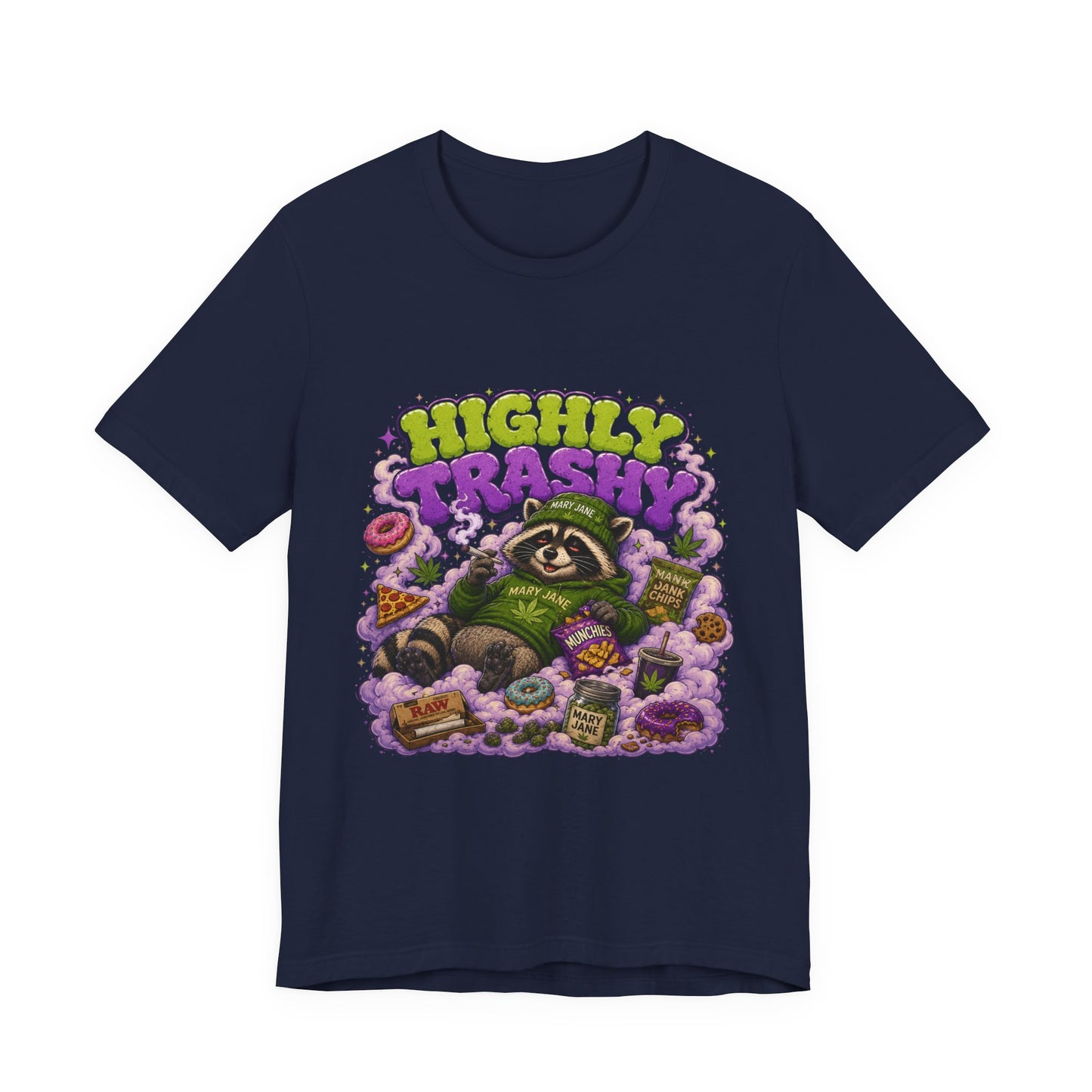Highly Trashy Raccoon Shirt | Funny Stoner Trash Panda Tee | Cartoon Cannabis Lover Gift