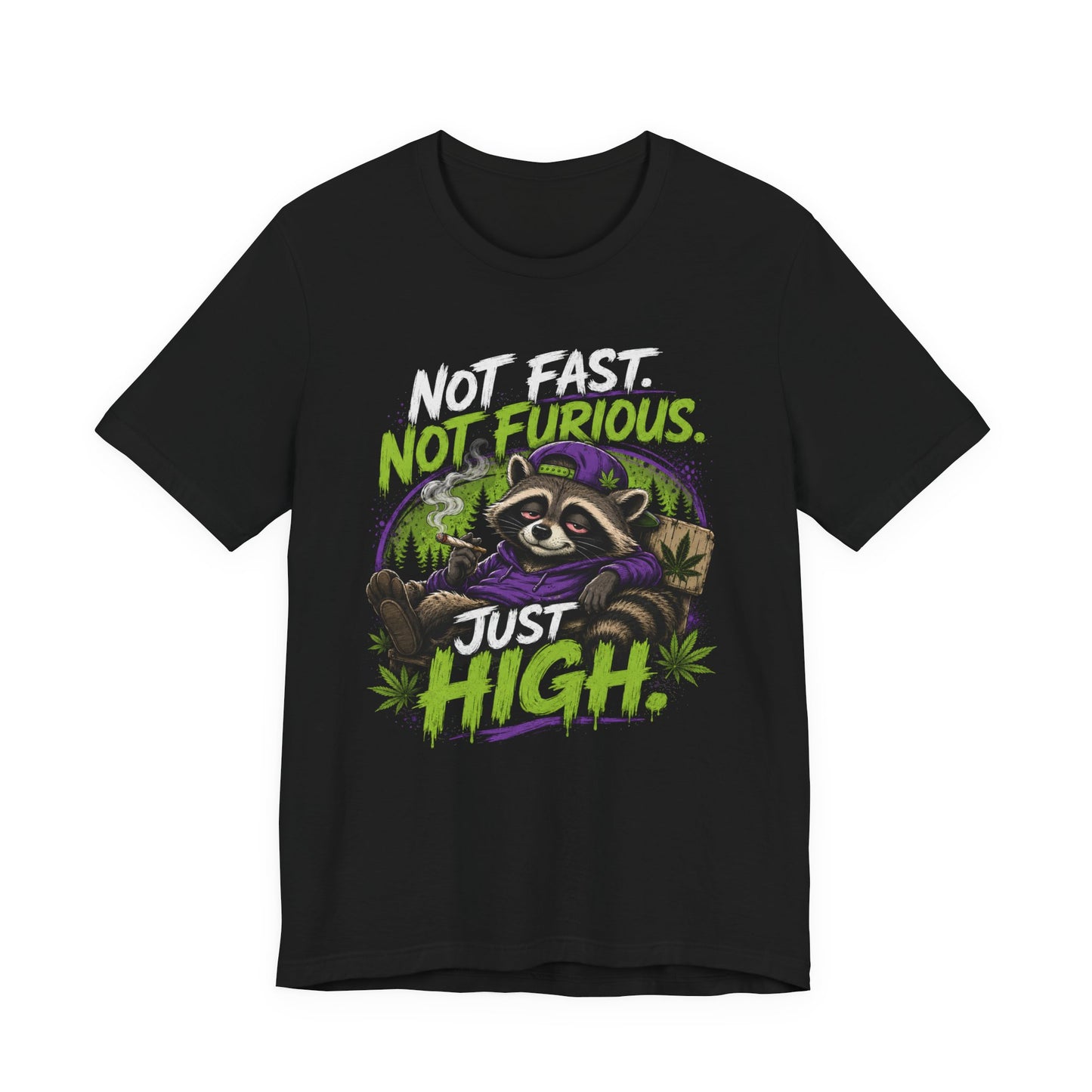 Not Fast Not Furious Just High Raccoon Shirt | Funny Stoner Graphic Tee | Cannabis Humor Gift