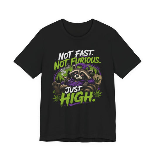 Not Fast Not Furious Just High Raccoon Shirt | Funny Stoner Graphic Tee | Cannabis Humor Gift
