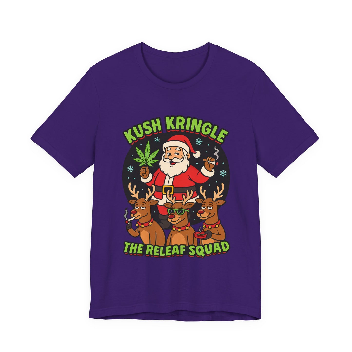 Kush Kringle Christmas Tee — "The Releaf Squad" Santa & Reindeer Holiday Shirt