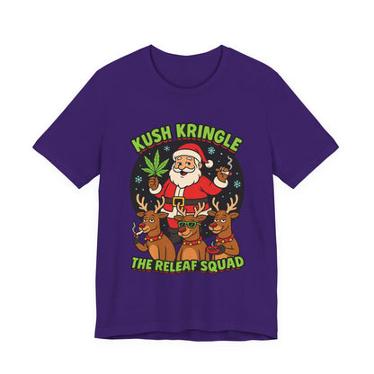 Kush Kringle Christmas Tee — "The Releaf Squad" Santa & Reindeer Holiday Shirt